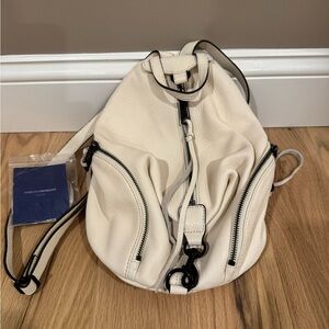 Rebecca Minkoff Julian pebbled Leather Backpack off white with Black hardware